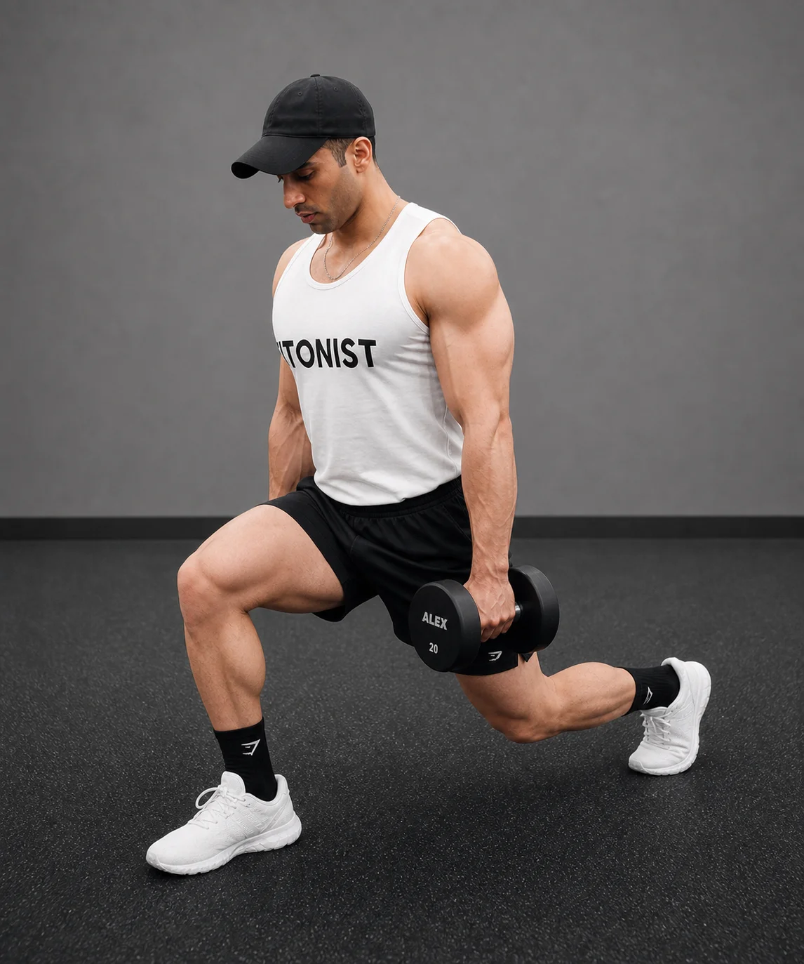 Illustration showing the Dumbbell Split Squat